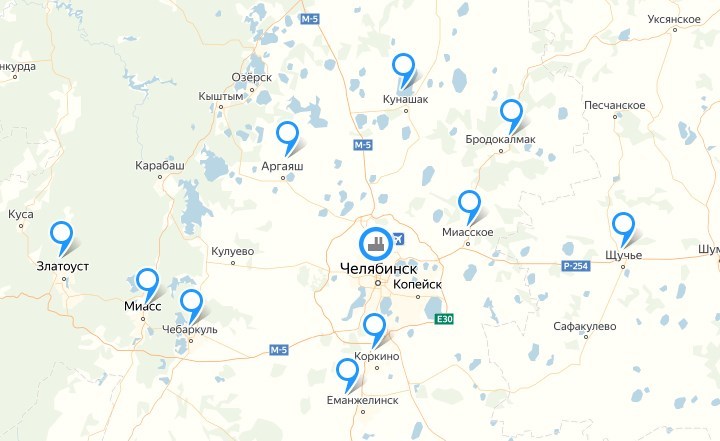 Карта филлиалов доставки бетона